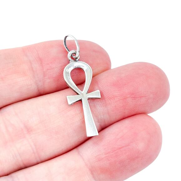 Vintage Sterling Silver 925 Ankh Pendant | Egyptian Cross of Life - Picture 1 of 7